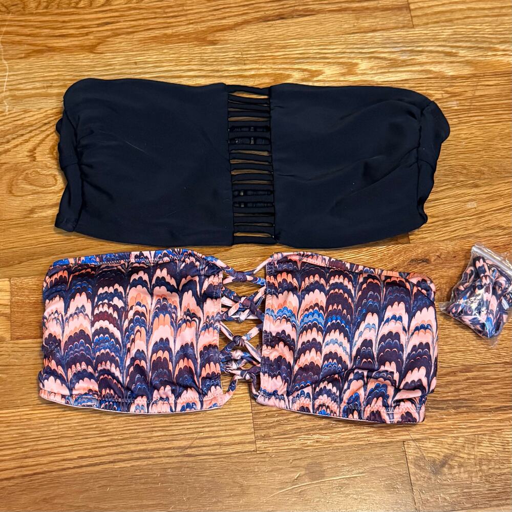 Xhilaration H&M Women’s Large 14 Purple Black Strapless Bikini Top Swimsuit